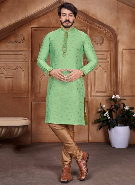 Green Colour Outluk Vol 22 New Fancy Designer Party And Function Wear Traditional Jacquard Silk Kurta Churidar Pajama Redymade Latest Collection 22003